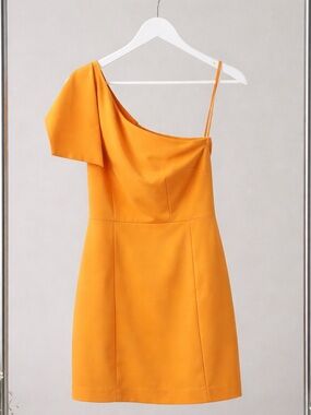 Gianni Bini One-Shoulder Orange Cocktail Dress